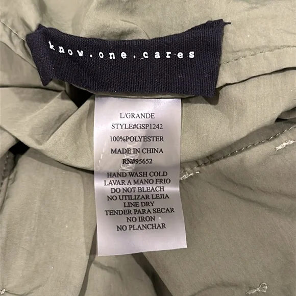 Windbreaker Baggy Olive Green Know One Cares Pants - Picture 6 of 6